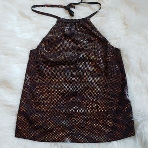 ST. JOHN Black Mahogany Multi Sequin Halter top